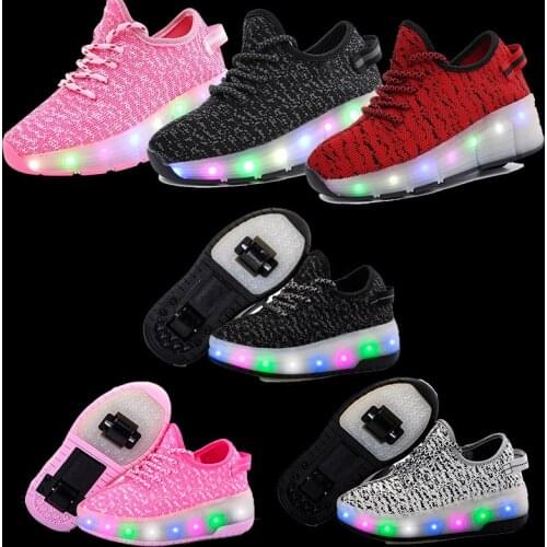 2020 Sneakers roller shoes With two Wheels Wheelys Led Shoes Kids Girls Children Boys Light Up Luminous Glowing Illuminated