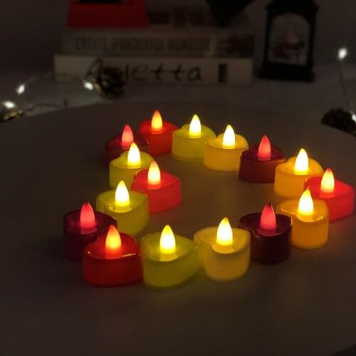 Romantic Flickering Electronic Candle Night Light LED Tea Light Love Heart Shaped for Wedding Party Valentine Decoration