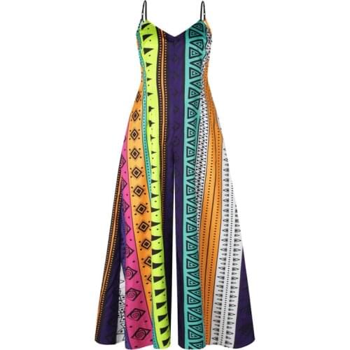 Sexy Off Shoulder Party African Dresses Women 2021 Fashion African Dashiki Print Jumpsuit Maxi Rompers Women African Clothes XL