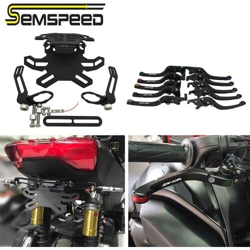 SEMSPEED For KAWASAKI ZX10R ZX-10R 2016 2017 2018 2019 2020 CNC Foldable Brake Clutch Levers License Plate Holder Frame Mounting