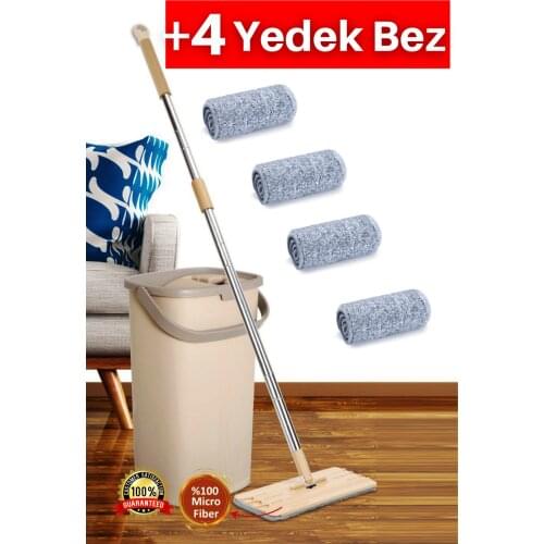 Mop + 4 Replacement Tablet Mob New Generation Cleaning Mop Bucket Set Place Wall Wiping