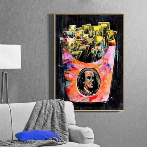 Modern Style Abstract Money Canvas Painting Wall Art N Ordic Posters and Prints Wall Pictures for Living Bedroom Decoration