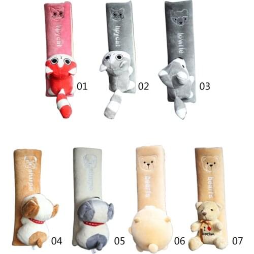 Cute Cartoon Car Seat Belt Cover Universal Auto Seat Belt Shoulder Pad Warm Flannel Seat Cushion Protector Safety Car Accessory