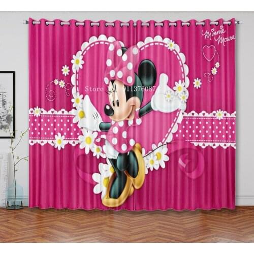 Disney Curtain Pink Mickey Mouse Blackout Curtains for Child Boys Girls Room Decor Window Drapes for Bedroom Living Dining Room