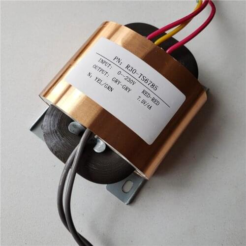 7.5V 4A R Core Transformer 30VA R30 custom transformer 230V copper shield for Pre-decoder Power amplifier
