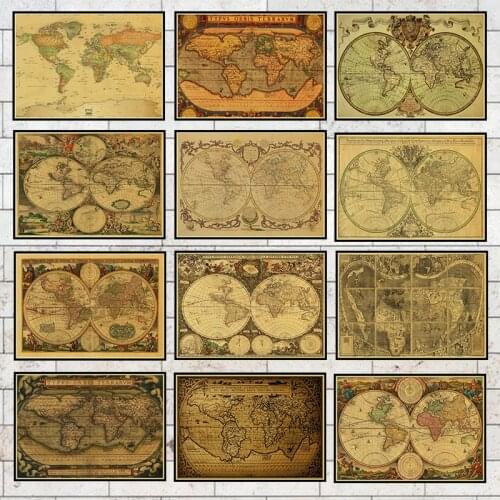 The world old map Vintage poster retro poster Painting Home Room Decor Kraft paper Wall stickers