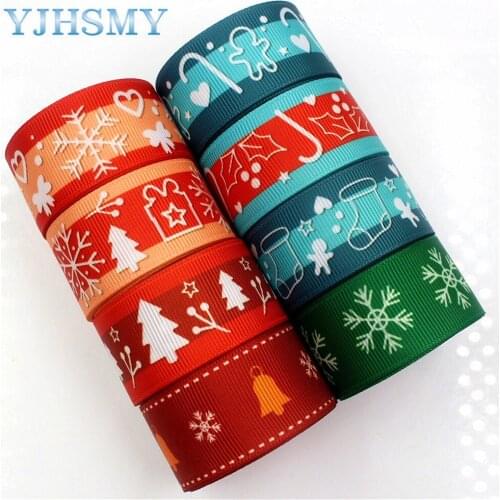 YJHSMY D-17817-734,25 mm 5 yards Christmas Thermal transfer Printed grosgrain Ribbons,clothing Accessories DIY package Material
