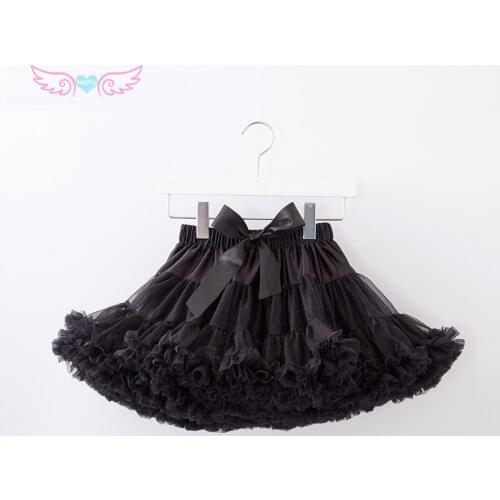 Black High quality Child to adult size Hot Girls Dance wears Cute Chiffon Satin Tutu Fluffy Chiffon Pettiskirt Princess Skirt
