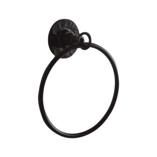 Iron European Style Bathroom Hardware Accessories Wall-mounted Single Towel Rack Towel Ring Towel Rack Matte Black Surface