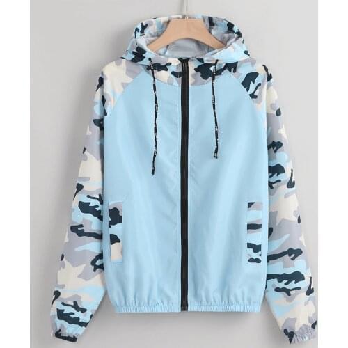 Casual Camouflage Trench Coat Women Spring Camo Print Long Coat Long Sleeve Hooded Overcoat Loose Outerwear Female