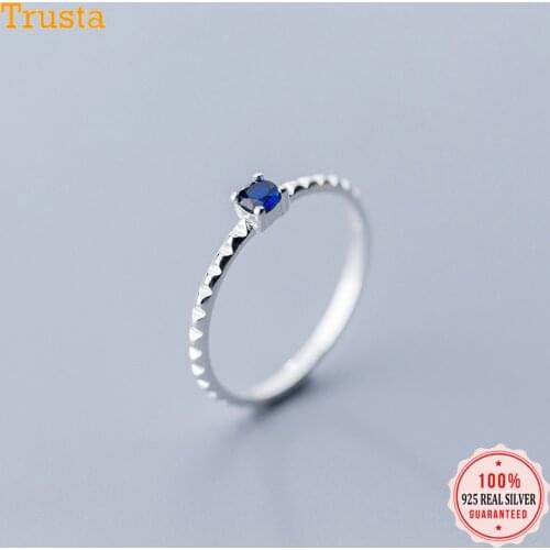 Trustdavis Genuine 925 Sterling Silver Sweet Blue Cubic Zirconia Finger Ring Size 6 7 8 For Women Silver 925 Jewelry Gift DA436