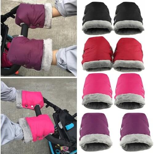 Winter Warm Stroller Gloves Pushchair Hand Muff Waterproof Pram Accessory Mitten Baby Kids Buggy Clutch Cart Thick Gloves 1set