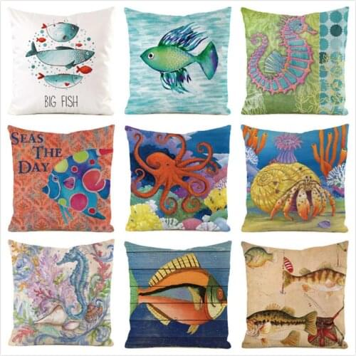 45cm*45cm Deep-sea creatures imitated silk fabric throw pillow covers couch cushion cover home decorative pillows