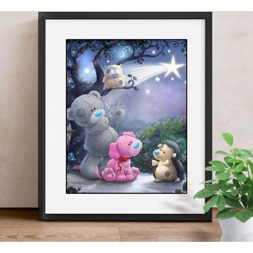 5D DIY Diamond Painting Full Square Teddy Bear Diamond Mosaic Cartoon Diamond Embroidery Picture Of Rhinestone Decor Home