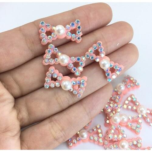 10pcs Bow Padded Rhinestone Applique for DIY Clothes Craft Shoes Hat Headwear Decor Patches