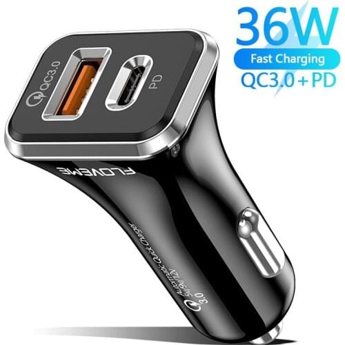 Car Charger PD and QC3.0 Car Charger Fast Charge Suitable for Mobile Phones Such as Apple, Samsung, Huawei