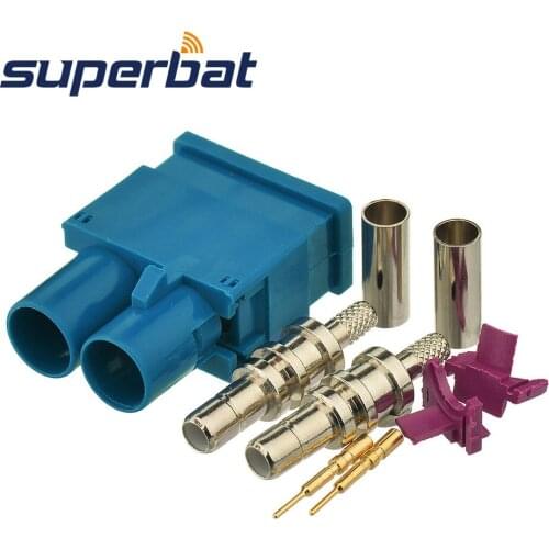 Superbat Automotive DAB+ Radio GPS Antenna Connector Fakra Z Double Type Plug With Pigtails Crimp Attachment RG316 RG174 LMR100