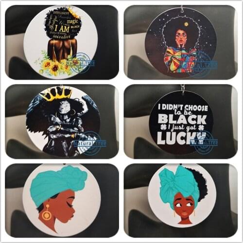 Free Shipping! African American Black Woman Wooden Earrings