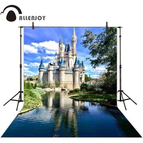Allenjoy Alice in wonderland backdrop castle sky children birthday river sunny photographic background photo booth shoot studio