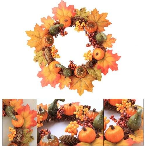 Thanksgiving Artificial Wreaths Exquisite Workmanship Tasteful Design Festival Decoration Pumpkins Pinecone Maple Hunging Wreat