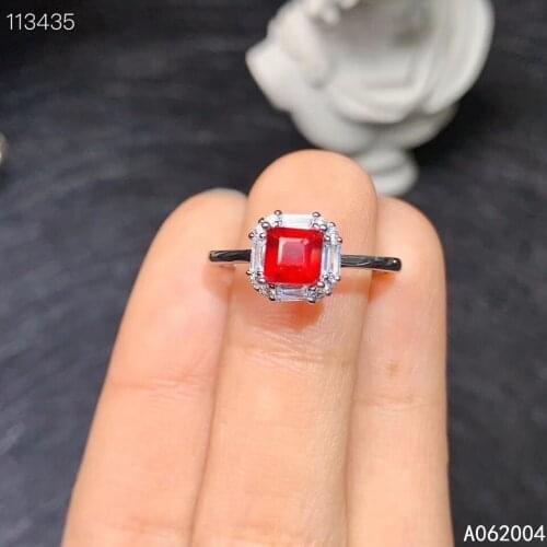KJJEAXCMY fine jewelry 925 sterling silver inlaid natural adjustable ruby new Female ring vintage Support test with box