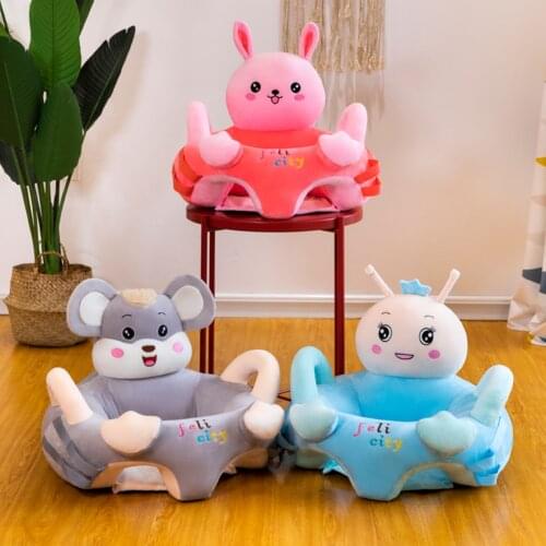 Fashion Infant Sofa Seat Cover Breathable Velvet Baby Seat Support Chair Cartoon Animal Toy for Children Learning Sit No Padding