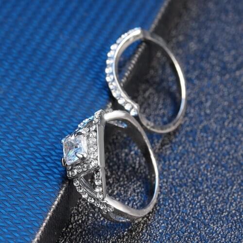 Square Zircon Ring Popular Delicate Girl Jewelry Couple Ring Girlfriend Surprise Gift Personalized Fashion Accessories