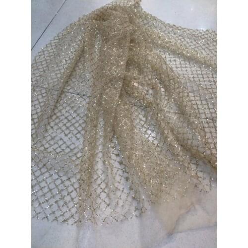 Hot Selling Nigerian glitter Lace Fabric African Lace Fabric High Quality L-114 option glued glitter