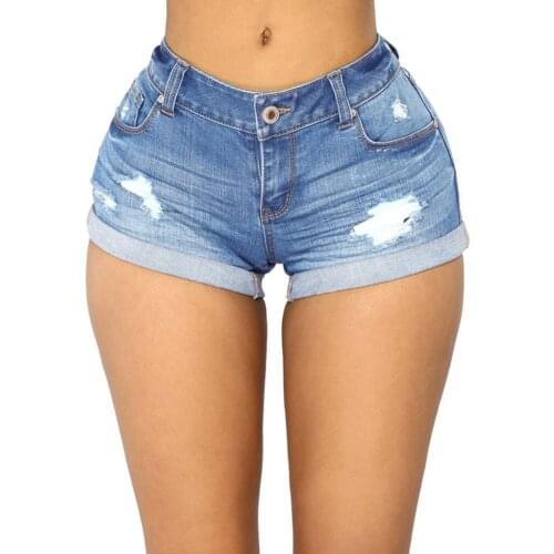 Hot Sale Top Quality New Womens Fashion Sexy Denim Casual Pockets Hole Burr Jeans Lady Short Pants High Waist Girl Shorts