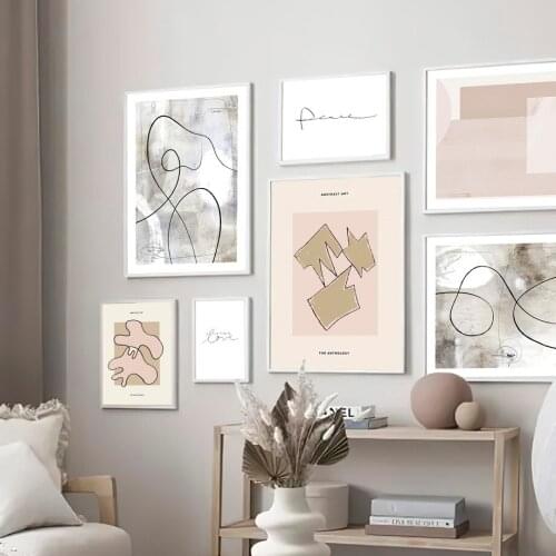 Minimalist Abstract Curve Line Geometry Graph Quotes Nordic Poster Wall Art Print Canvas Painting Decor Pictures For Living Room