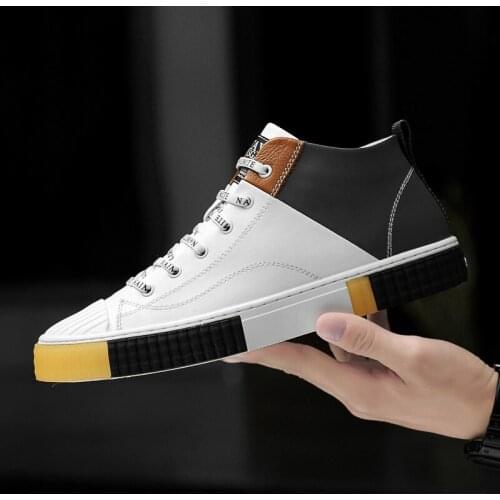 Mens Fashion Casual Ankle Boots Spring Autumn High Top Sneakers Genuine Leather Board Shoes Luxury Designer Leisure Boots Men