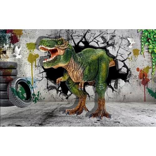 WDBH custom mural 3d photo wallpaper Vintage brick dinosaur tv background home decor 3d wall murals wallpaper for living room