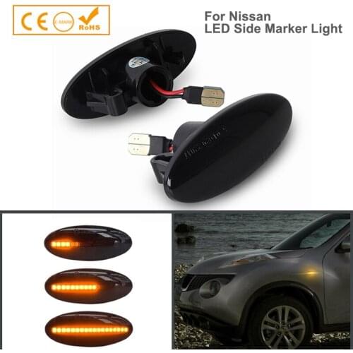 One pair of Dynamic LED Turn Signal Lights Side Marker Black SMD For Nissan Leaf NV200 x-trail Juke Smart Car Forfour W453 453
