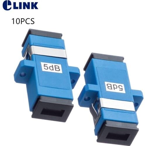 10PCS SC UPC optical attenuator female to female FF fixed adapter type ftth fibra optica connector 2 3 5 7 10 15db blue SM