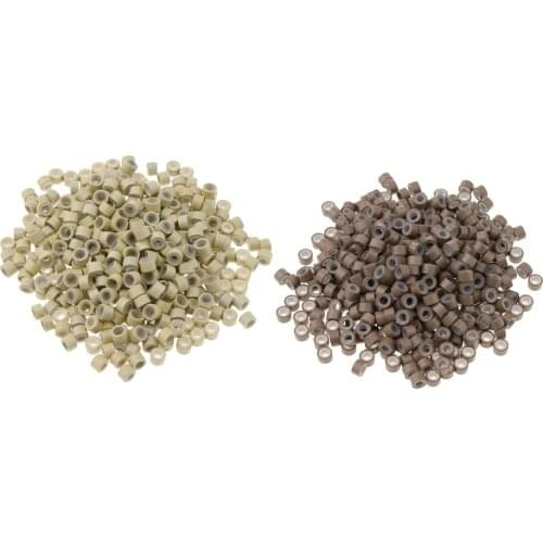 Pack 1000 Silicone Lined Micro Rings Links Beads for Bonded Tipped Hair Extensions
