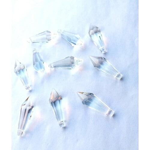 100pcs 35mm Transparent U-icicle Drops Crystal Chandelier Lighting Prisms (Free Ring) Wedding Accessories Cake Topper Decoration