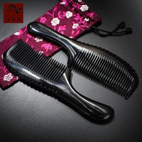 Hot Natural Genuine Buffalo horn comb anti-static anti-dandruff health massage head comb Free shiping