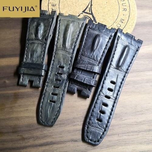 New FUYIJIA 26471SR Strap Handmade Crocodile Watchbands 26MM 28MM Custom Genuine Alligator Watch Band Top Brand Waterproof Belt