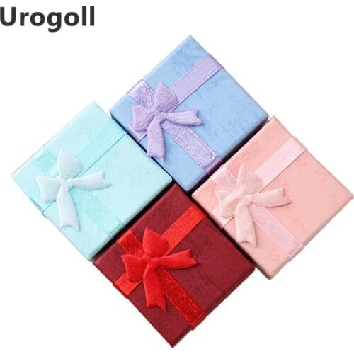 Candy Color Jewelry box 48pcs/lot Earrings Ring Boxes for Jewelry Bowknot Packaging Display Box Gift Boxes For Jewelry Jewellery