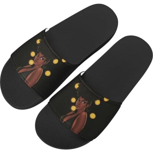 Women Custom Pattern Slippers Black girl afro Print Summer Slide Sandals Outdoor Non-slip Beach Shoes Platform Flip Flops
