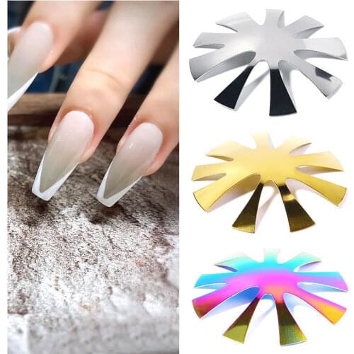 9 Sizes Easy French Smile Rainbow Golden Cut V Line almond shape Nail Cutter Tips Manicure Edge Trimmer Acrylic Nails