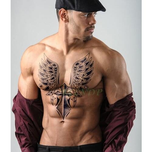 Waterproof Temporary Tattoo Sticker Cross Wing Angel whole back tattoo large tatto flash tatoo fake tattoos for women Men Girl
