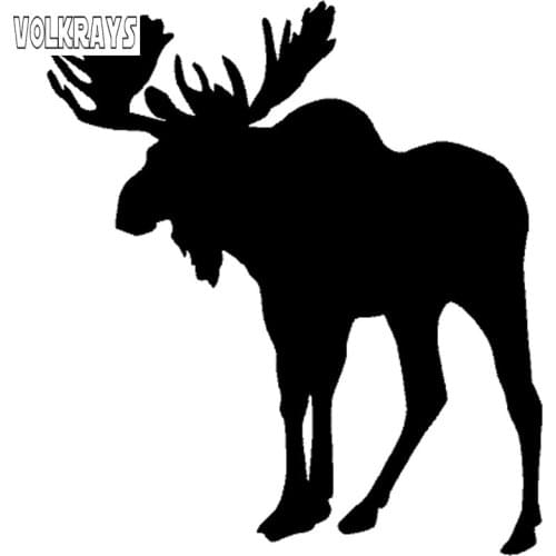 Volkrays Personality Car Sticker Moose Animal Motorcycle Accessories Reflective Waterproof Vinyl Decal Black/Silver,18cm*16cm