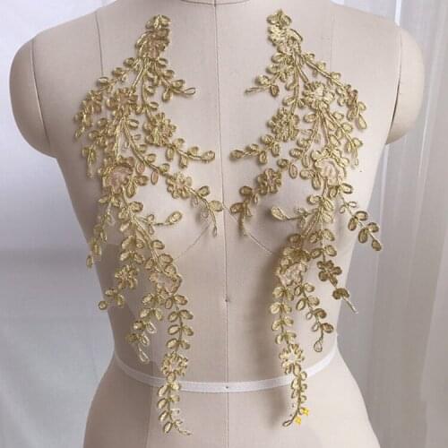 10pcs/lot car bone embroidery lace patches cording Gold& whiteapplique DIY Apparel Sewing & Fabric dress accessories