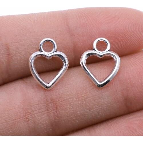 WYSIWYG 20pcs 11x14mm Heart Charms Handmade Accessories 2 Colors KC Gold Antique Silver Color
