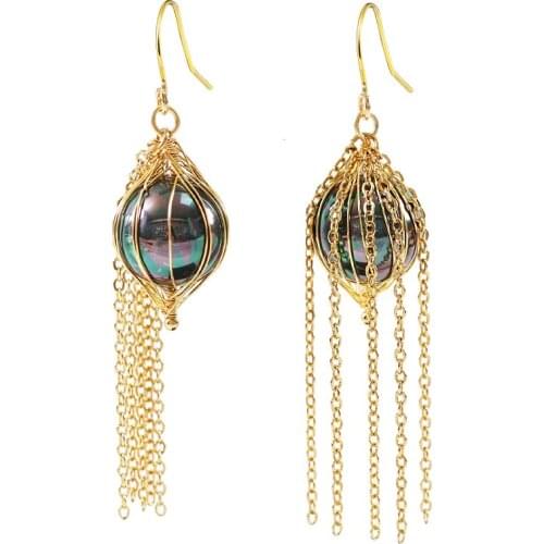 LANFLORA fashion long handmade tassel women earrings Imitation Pearl earrings copper alloy earrings