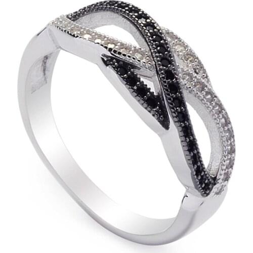 Eulonvan 925 sterling silver Wedding rings Jewelry for women Explosion models best sell White Black Cubic Zirconia S-3744 size 7