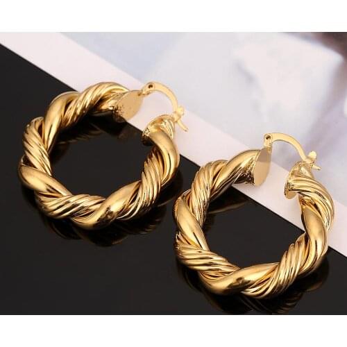 Trendy Hoop Earrings for Women Gold Color Earrings Girl Arab Africa Earrings Jewelry Gift