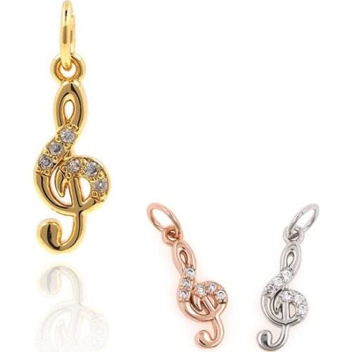 Music Note Pendant Delicate Necklace Ladies Bright Cubic Zirconia Wedding Jewelry High Quality Anniversary Gift 17.8x5.4x1.8mm