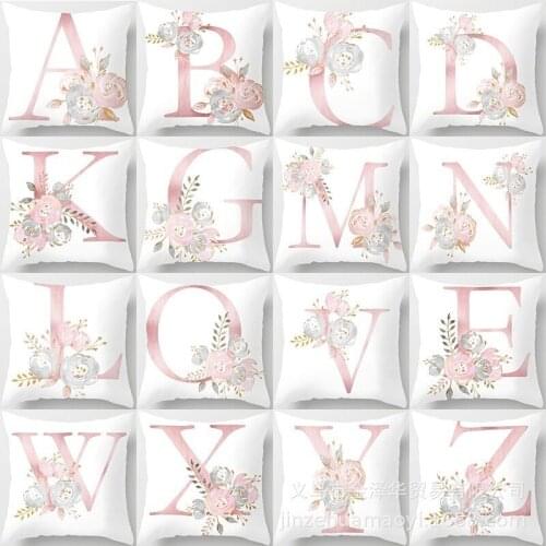 1PCS Pink 45x45cm Letter Decorative Pillow Cushion Covers Pillowcase Cushions for Sofa Polyester Pillow Cover for Home Goods